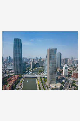 中国天津城市风光高楼建筑航拍图