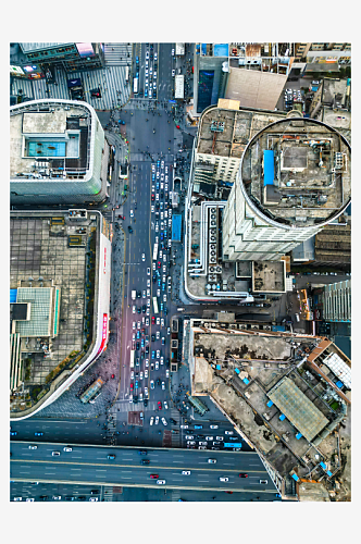 湖南长沙五一商圈交通商业广场航拍摄影图