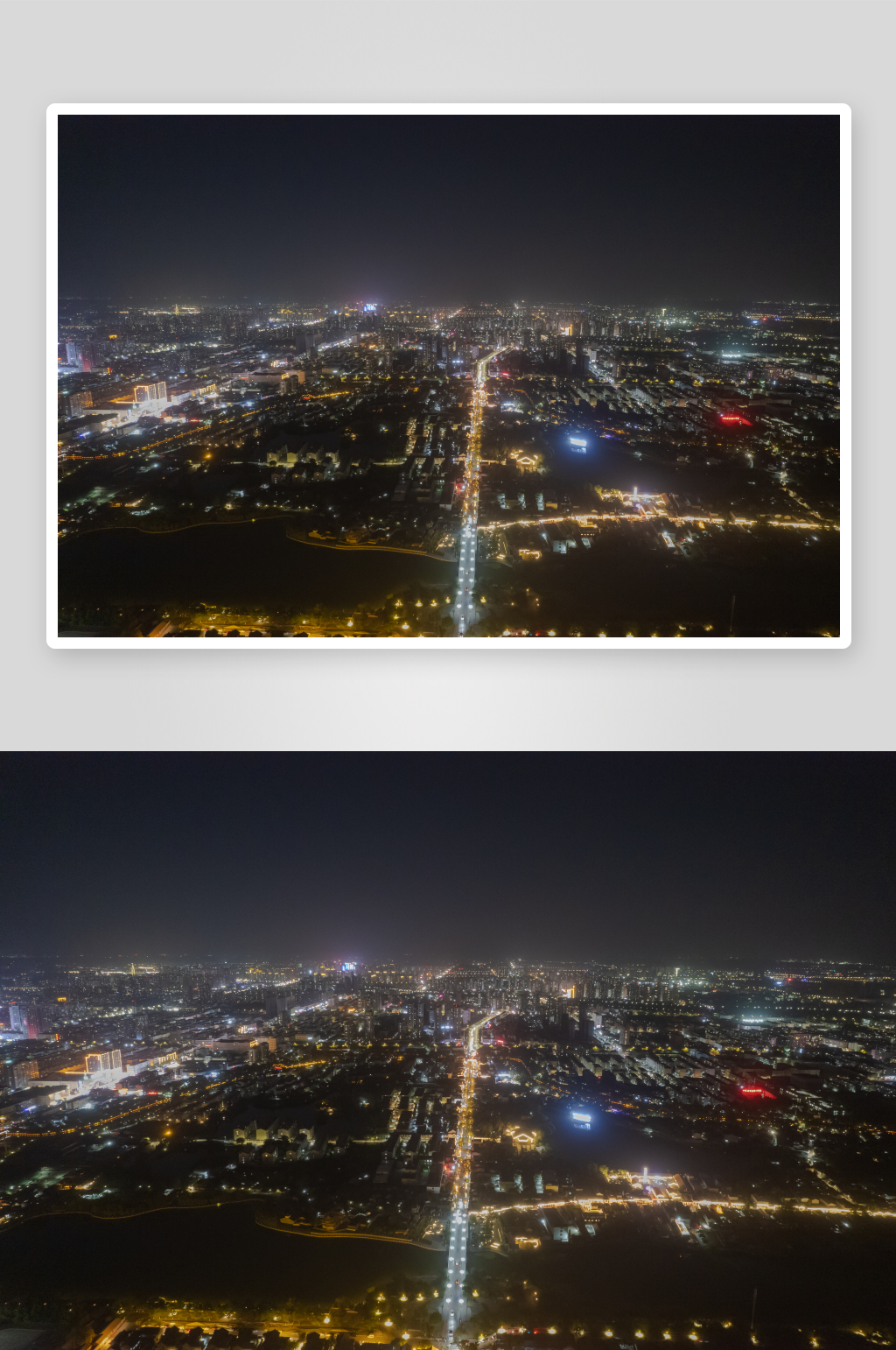 山东聊城城市夜景灯光航拍素材
