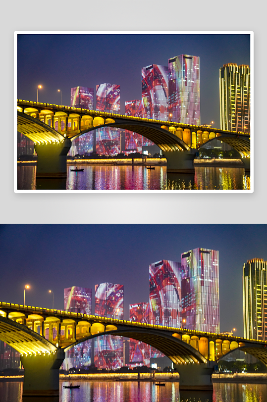 湖南长沙湘江橘子洲城市夜景灯光摄影图
