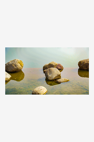 城市公园湖面石头景区摄影图