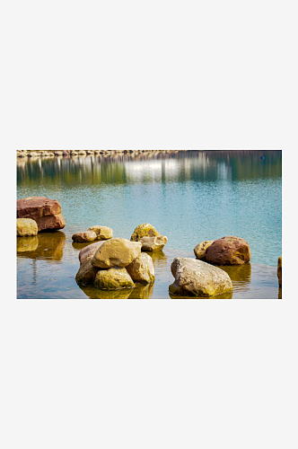 长沙城市公园湖面石头景区摄影图