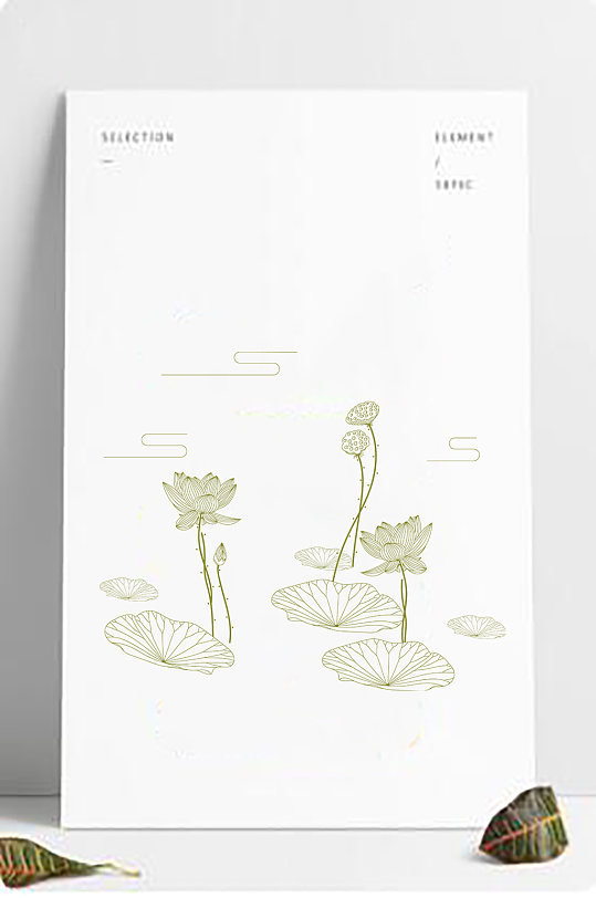 荷花荷叶古典禅意花边-众图网