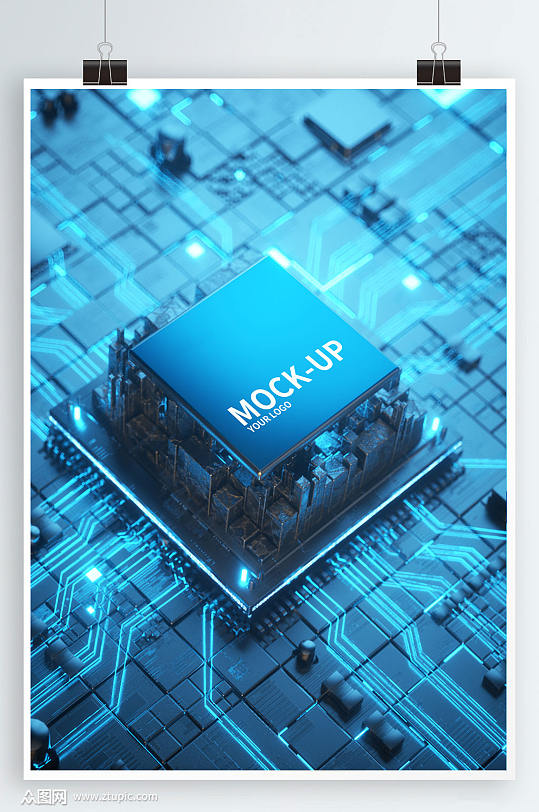 科技芯片logo样机-众图网