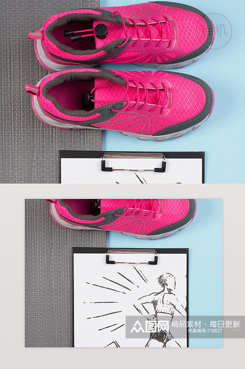 粉色俯视运动鞋样机素材
