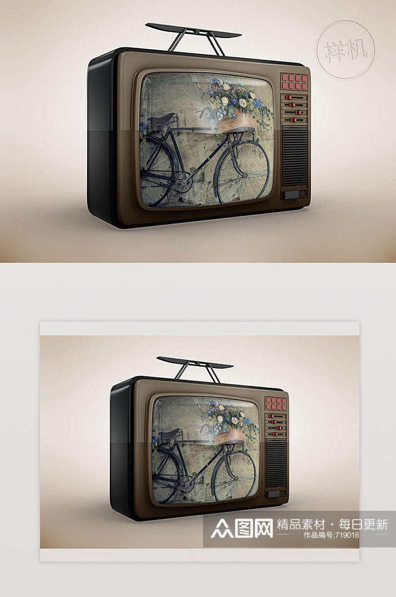 复古老式电视模型设计样机素材