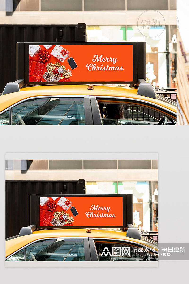 出租车门上的圣诞广告牌素材