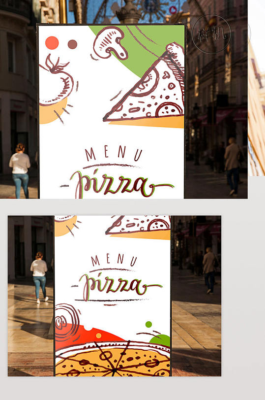 广告牌模型与披萨设计Psd