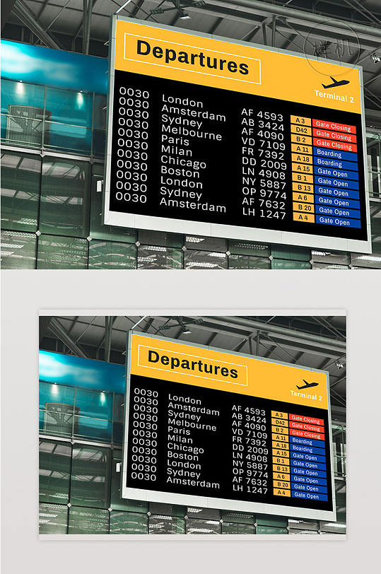 机场屏蔽门上的公告屏幕模型