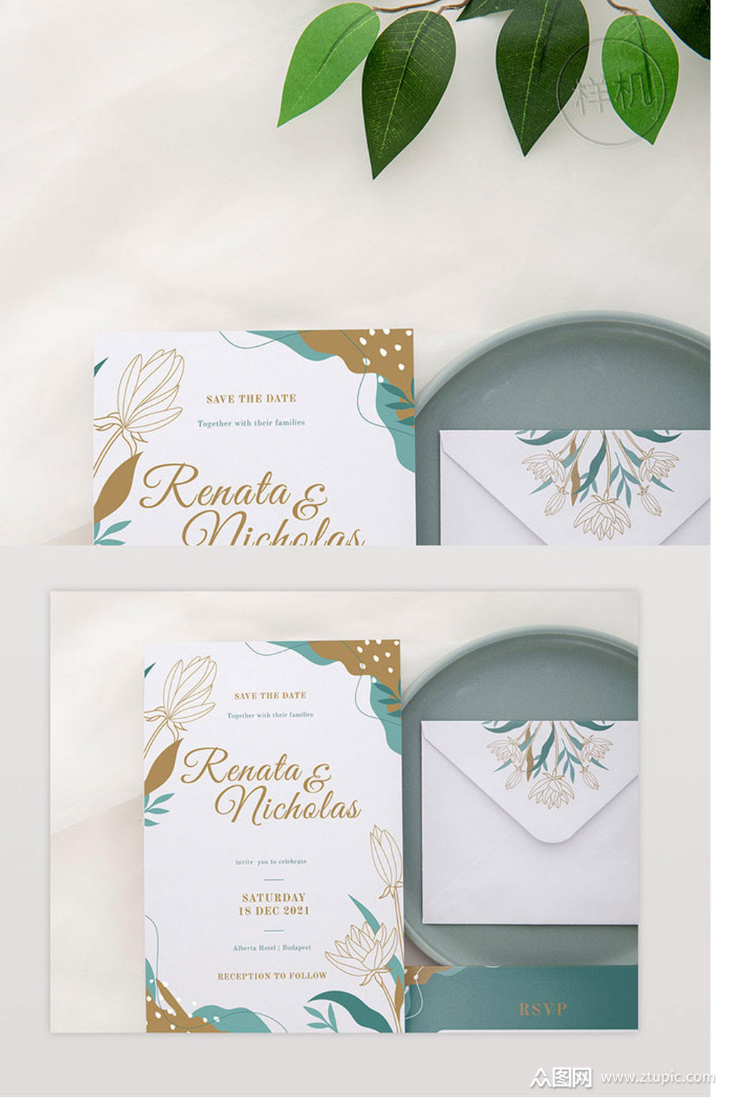 上图婚礼请柬样机带psd