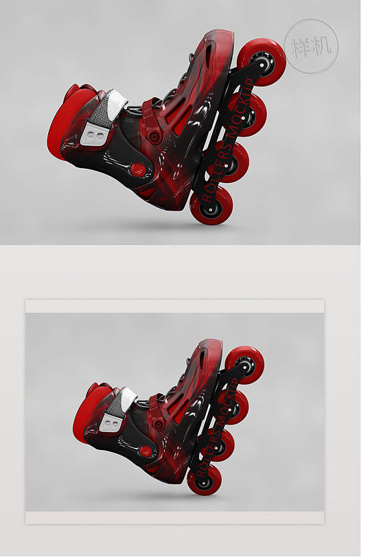 立体红色溜冰鞋样机