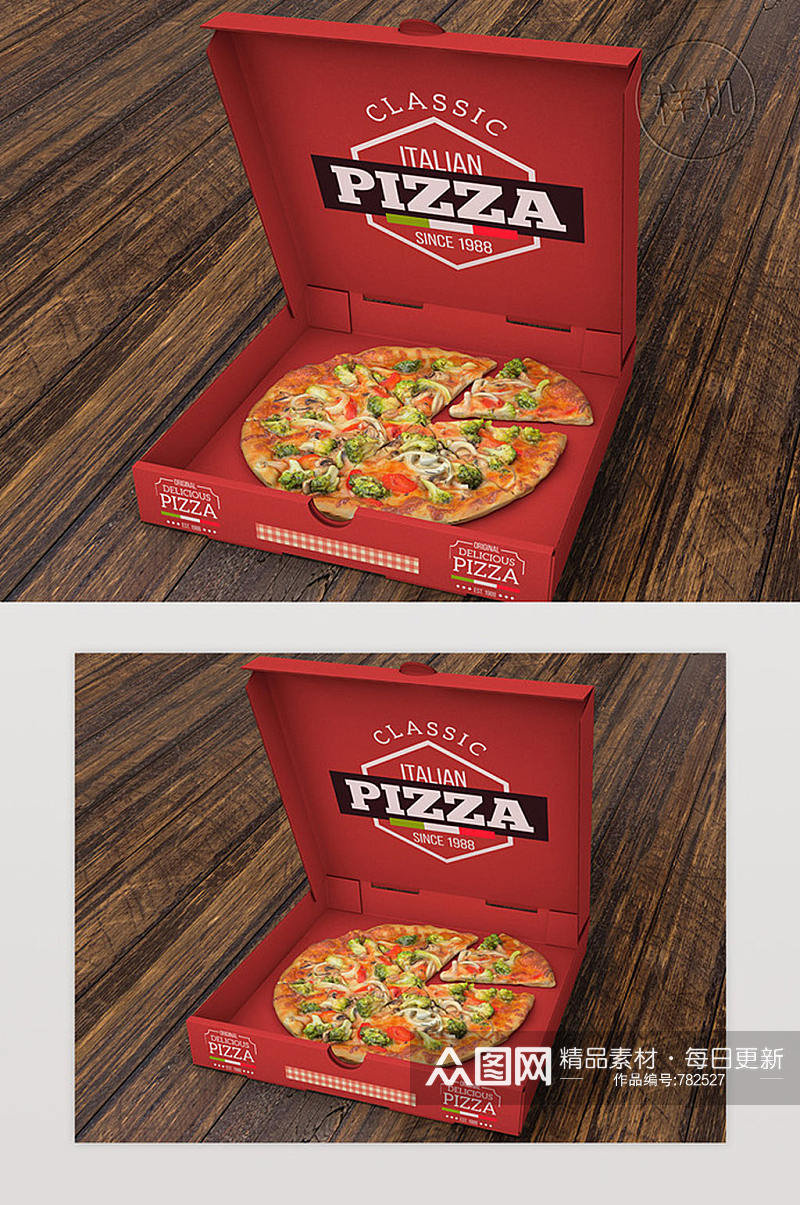 打开披萨盒模型Psd样机素材