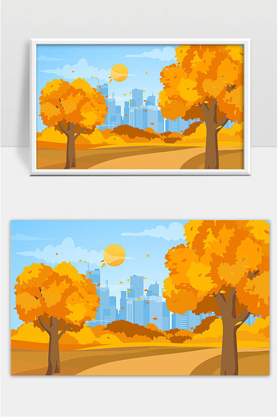 平面设计秋季背景与树叶矢量