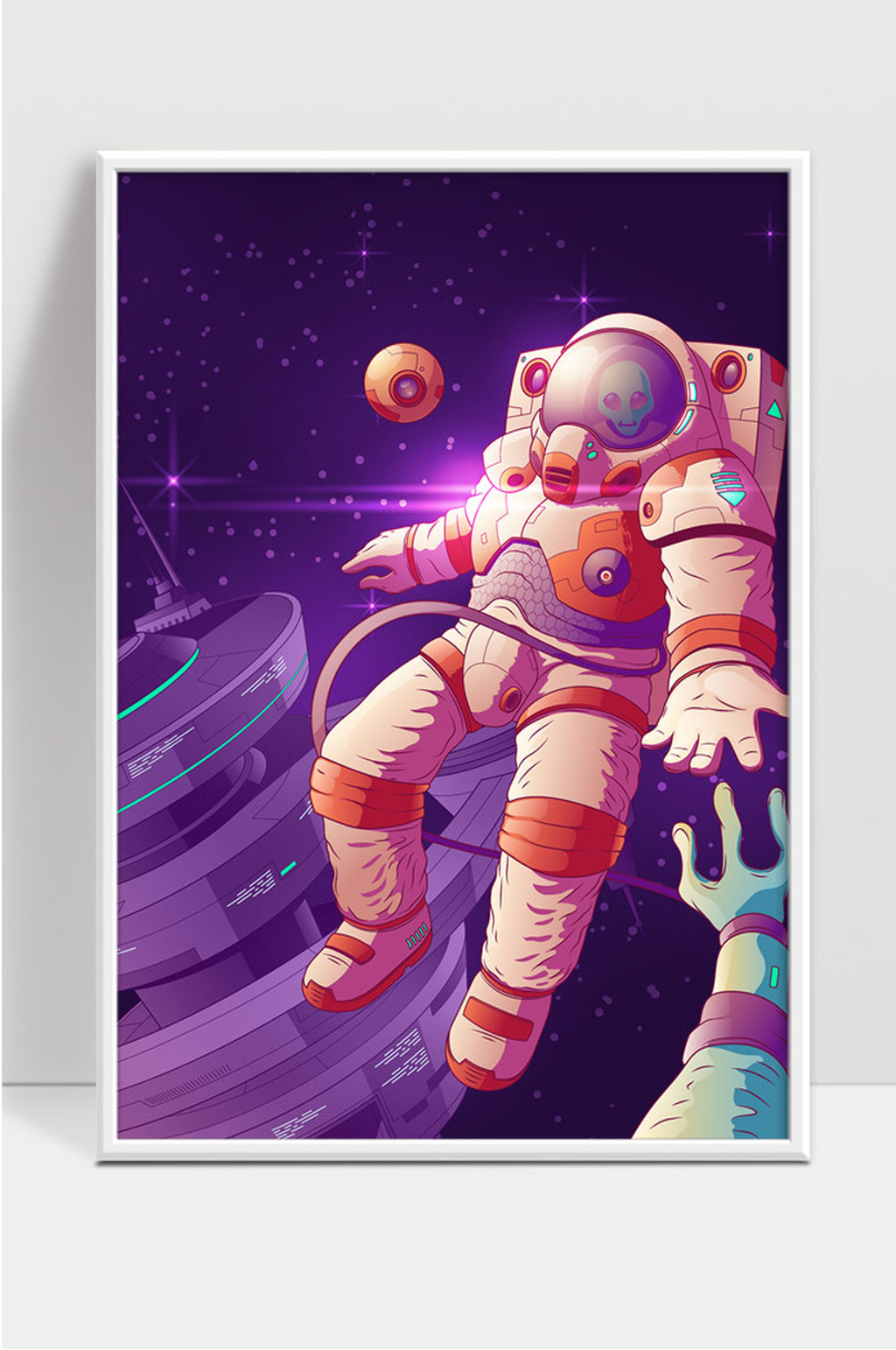外星人首次接触卡通矢量概念插画素材