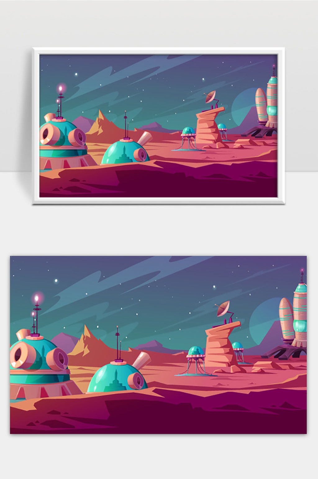 基于矢量的火星表面景观-插画素材下载-众图网