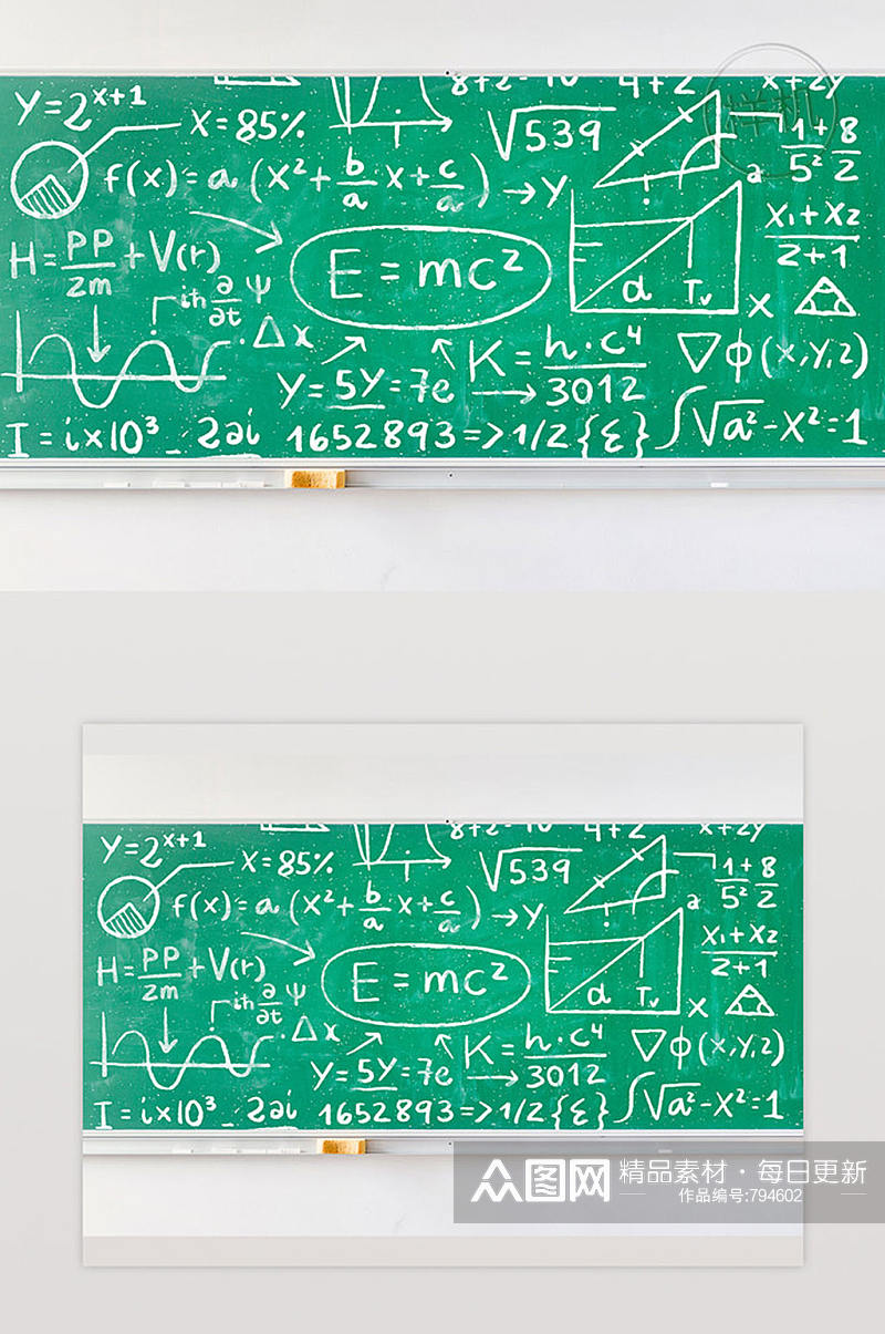 黑板满数学公式模型Psd素材