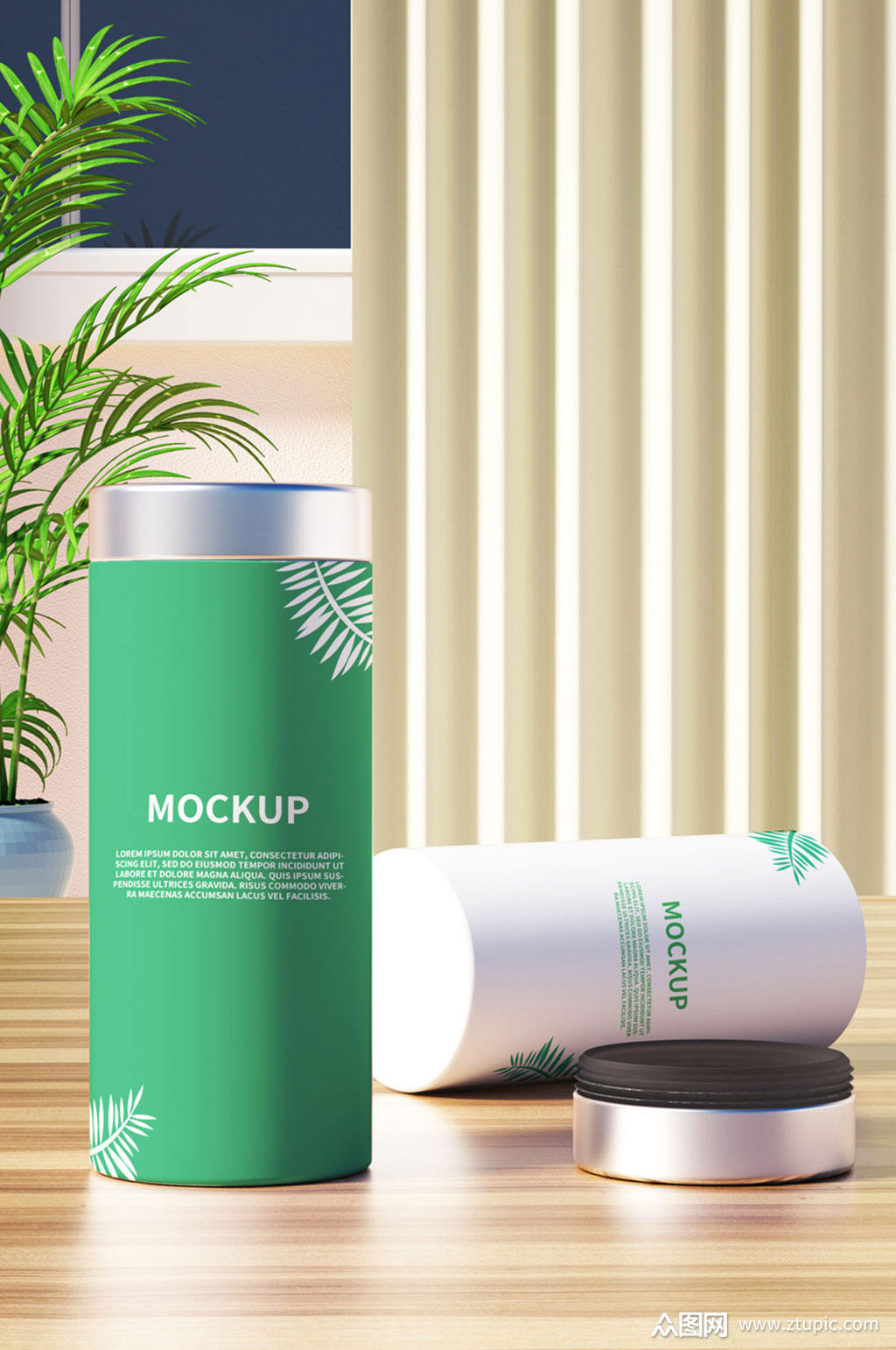 原创c4d场景保温杯图案双色展示样机