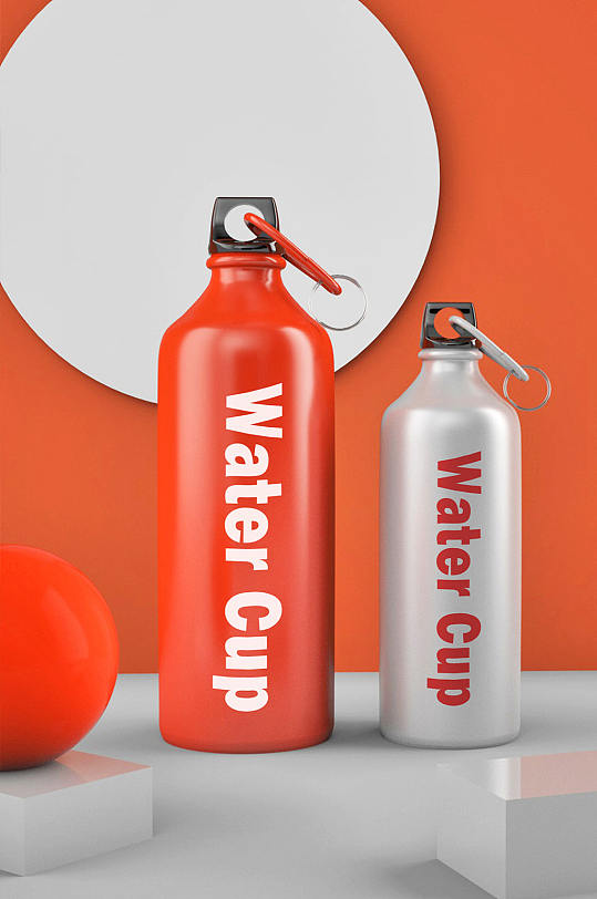 原创3d模型纯色金属户外运动水杯保温杯图案样机