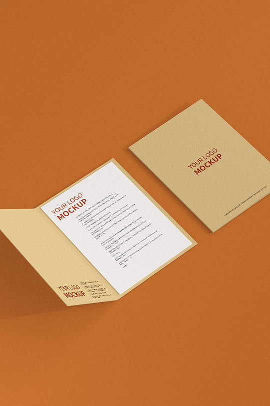 原创模型打开的A4文件夹纸张样机-众图网