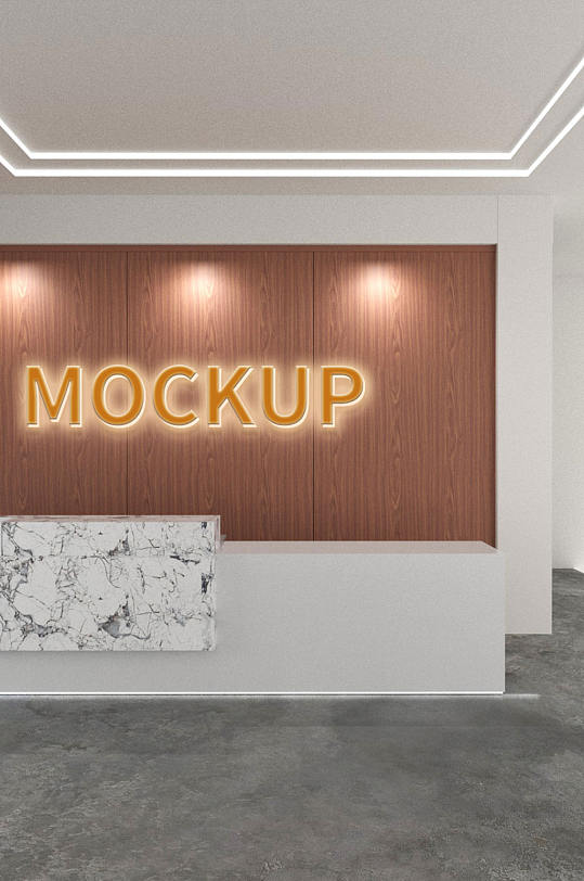 原创场景办公室墙面发光字LOGO样机-众图网