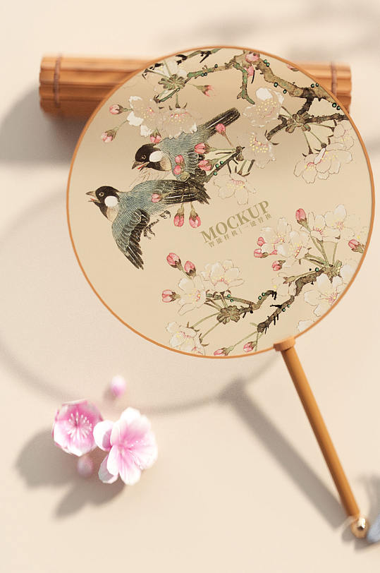 原创3d古风扇子团扇样机