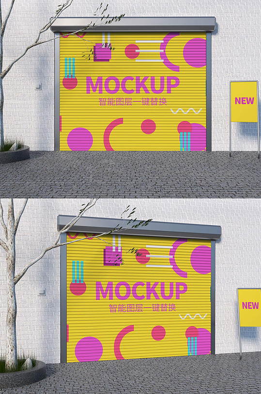 原创3D卷帘门样机-众图网