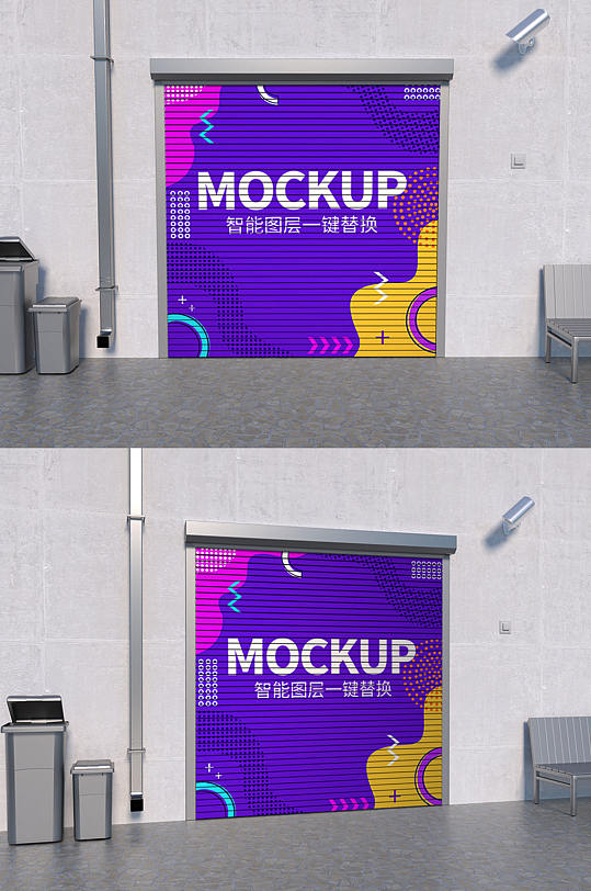 原创3D卷帘门样机-众图网