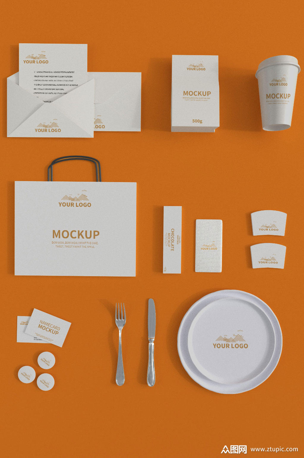 原创奶茶饮品店vi样机素材