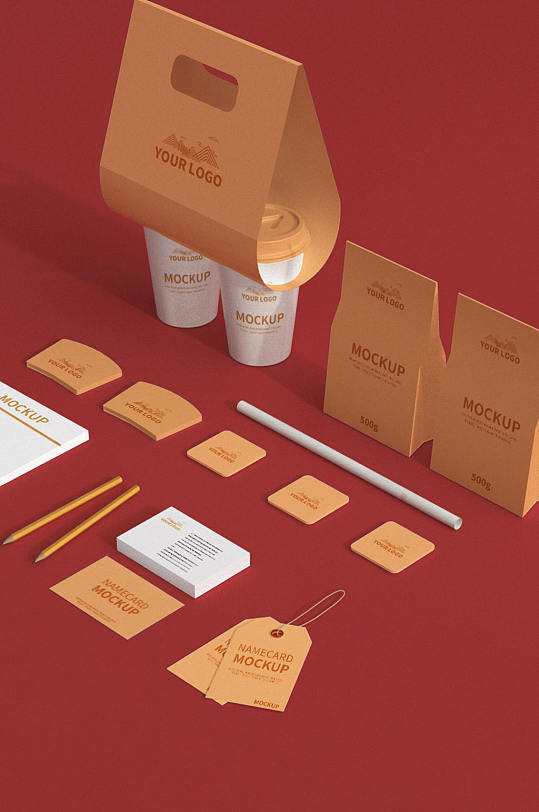 原创奶茶饮品店vi样机