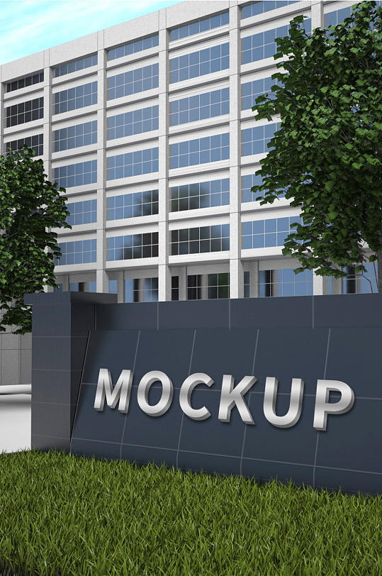 原创3D模型室外企业正门大门logo样机-众图网