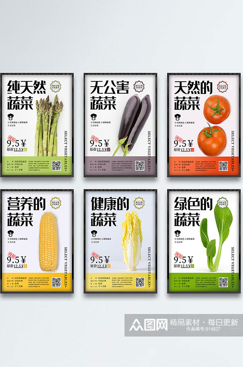 创意蔬菜海报系列6组素材