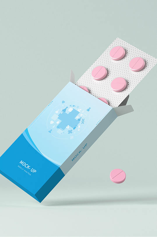 原创3d医药药盒样机