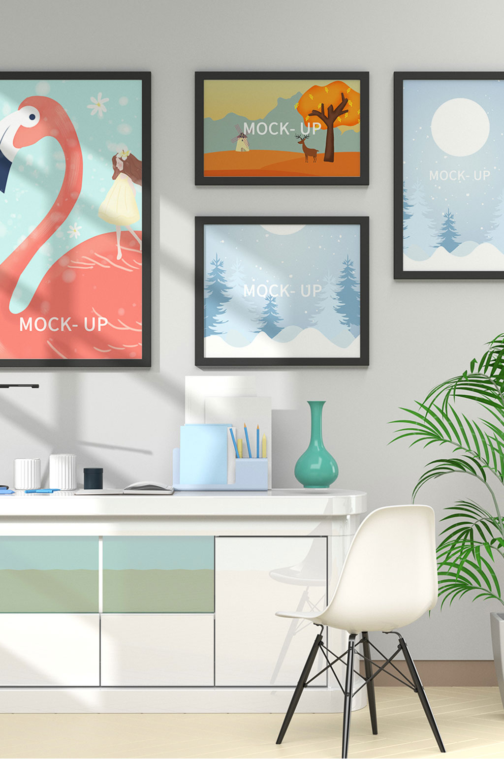 原创3D装饰画框样机素材