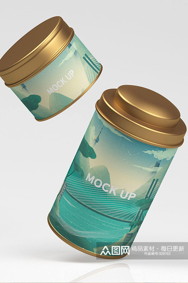 原创3D茶叶罐样机素材