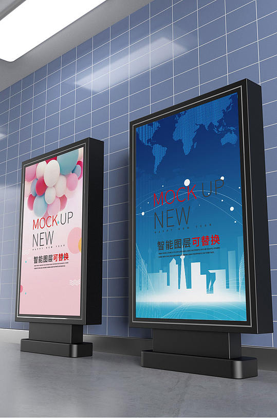 原创3d街头灯箱样机-众图网