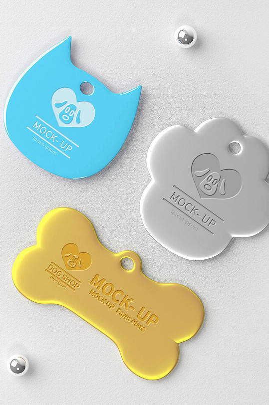 原创3D宠物用品吊牌样机-众图网