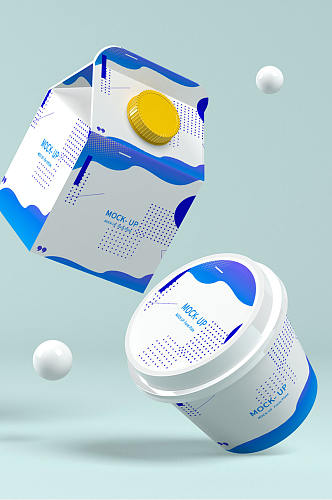 原创3D酸奶盒牛奶盒利乐砖样机