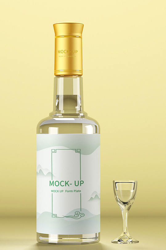 原创3d白酒瓶样机