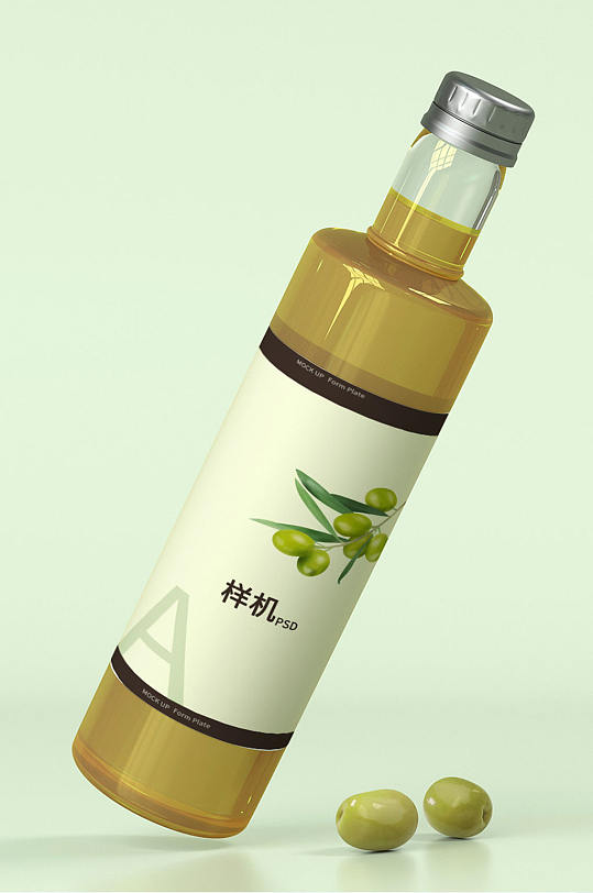原创3D橄榄油瓶 瓶贴样机