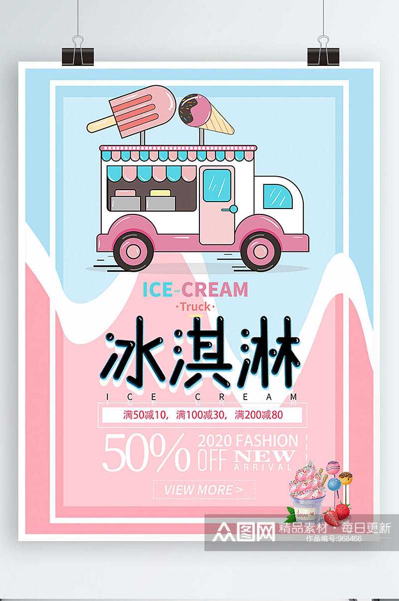 奶茶店冰淇淋产品系列海报素材