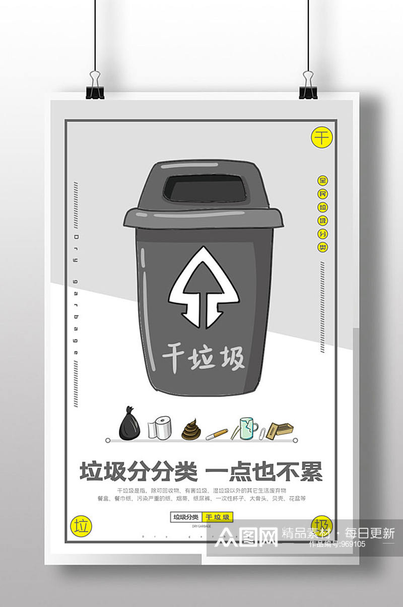 手绘提倡垃圾分类宣传创意环保宣传海报素材