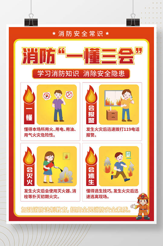 知识宣传展架易拉宝消防安全宣传海报人人有责消防安全常识二十条宣传