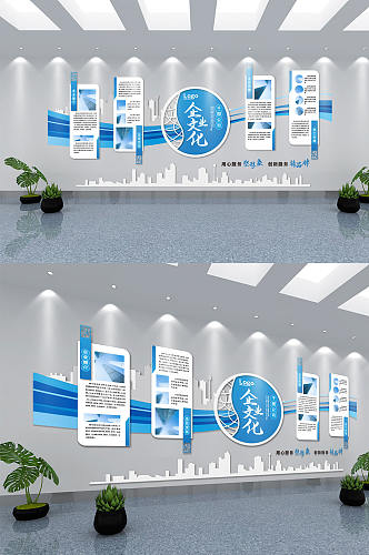蓝色大气商务风企业文化墙企业简介