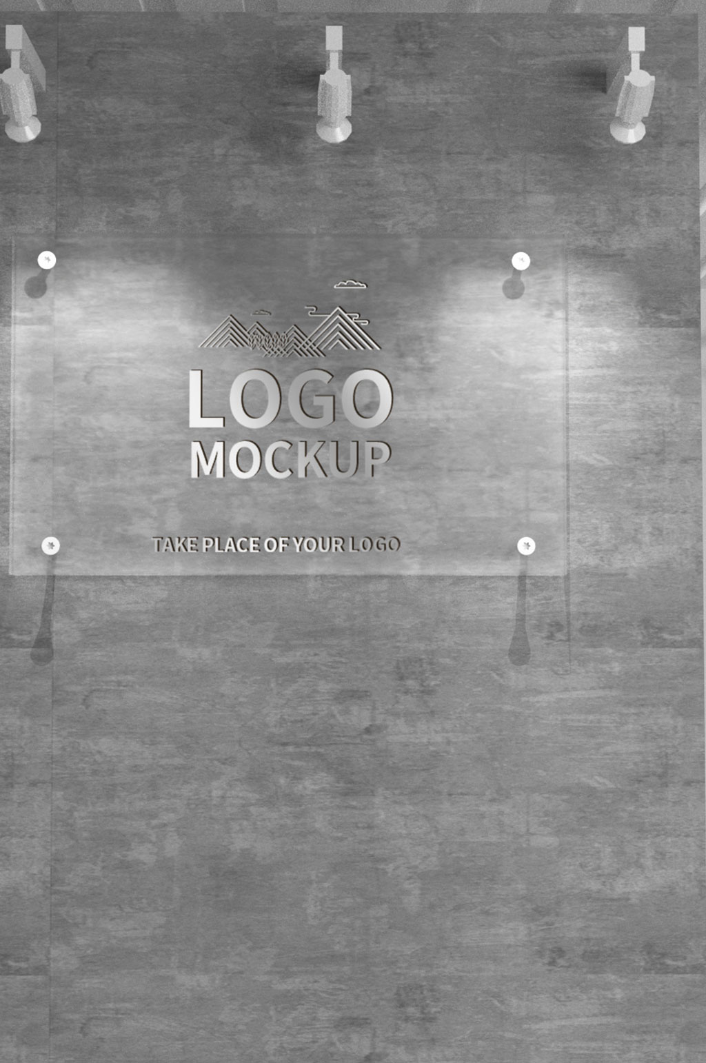 亚克力透明logo门牌样机素材