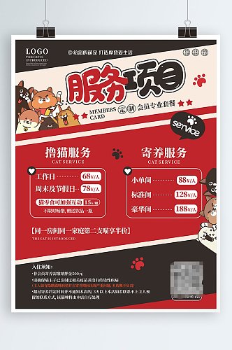 猫咪生活馆服务项目宠物促销宣传海报