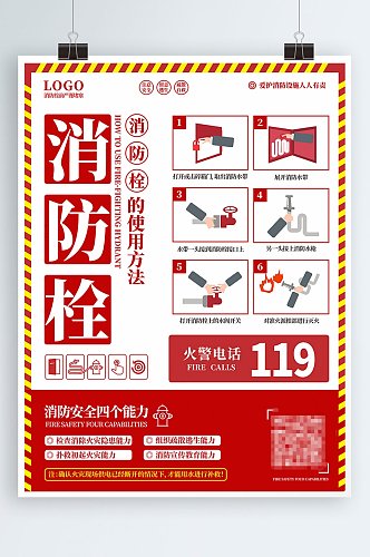 消防栓使用方法宣传海报