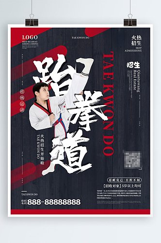 校园跆拳道社团招新海报