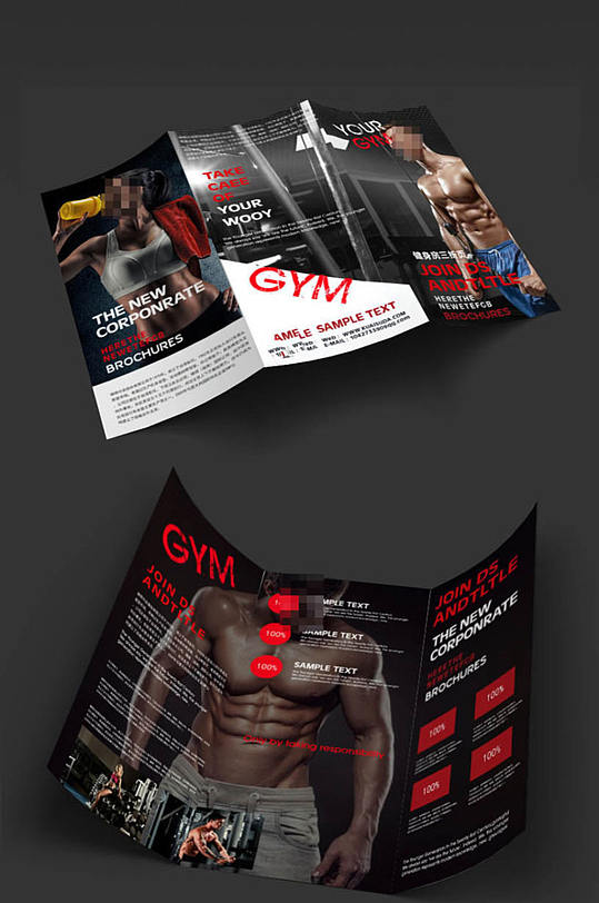 高端大气健身三折页-众图网