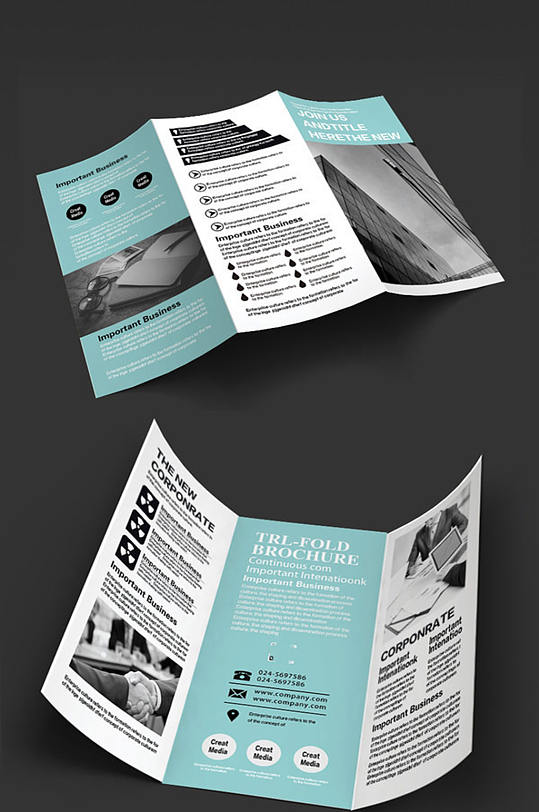 清新简约三折页设计