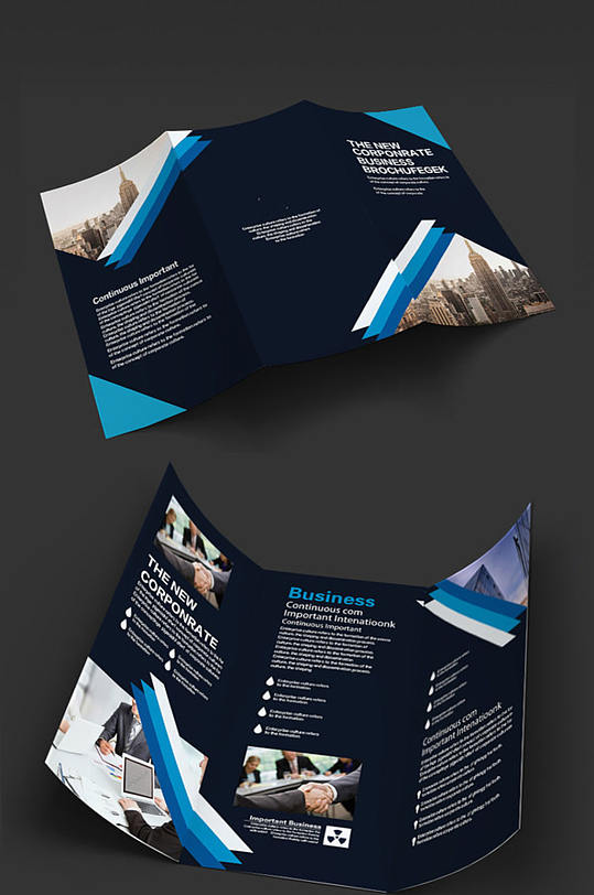 蓝色时尚三折页设计